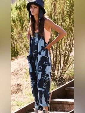 Free People Movement Printed Hot Shot Onesie in Winter Forest Navy Size xs